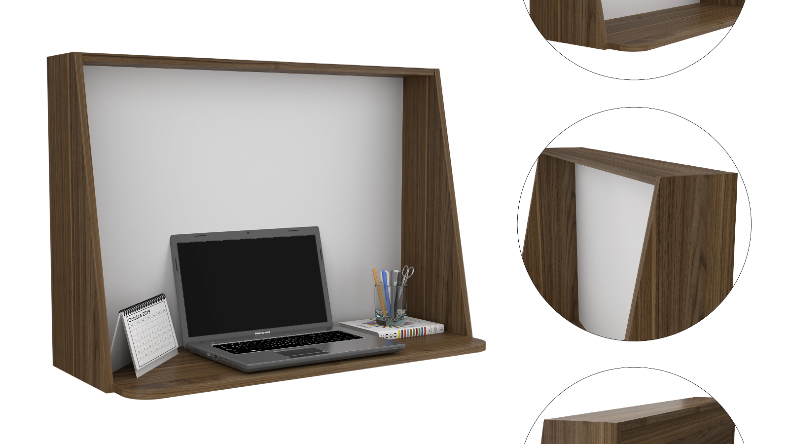 Depot Eshop Vasco Wall Desk, Mahogany / White