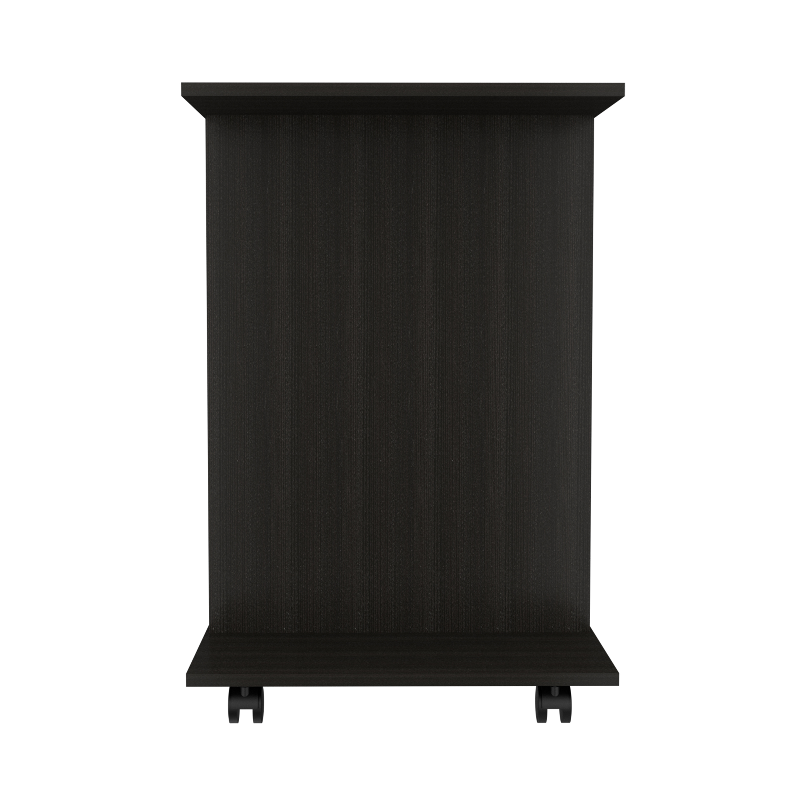 Havana Tray Table, Two Side Shelves, Low Shelf - Black