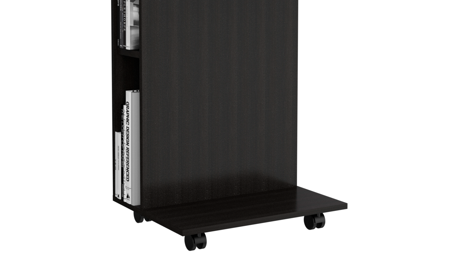Havana Tray Table, Two Side Shelves, Low Shelf - Black