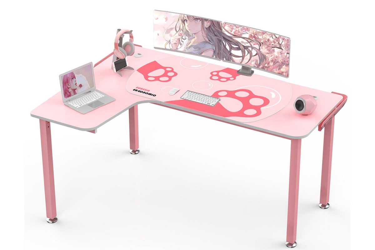 EUREKA ERGONOMIC L60 Computer Desk - Pink Gaming Desk