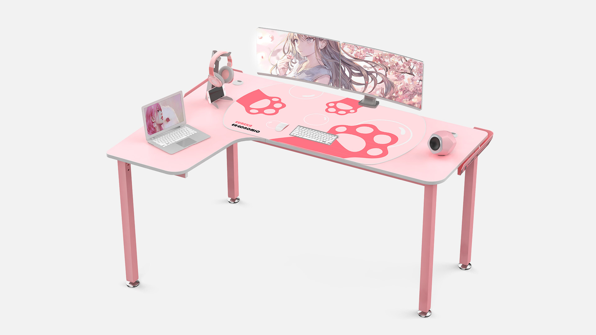 EUREKA ERGONOMIC L60 Computer Desk - Pink Gaming Desk