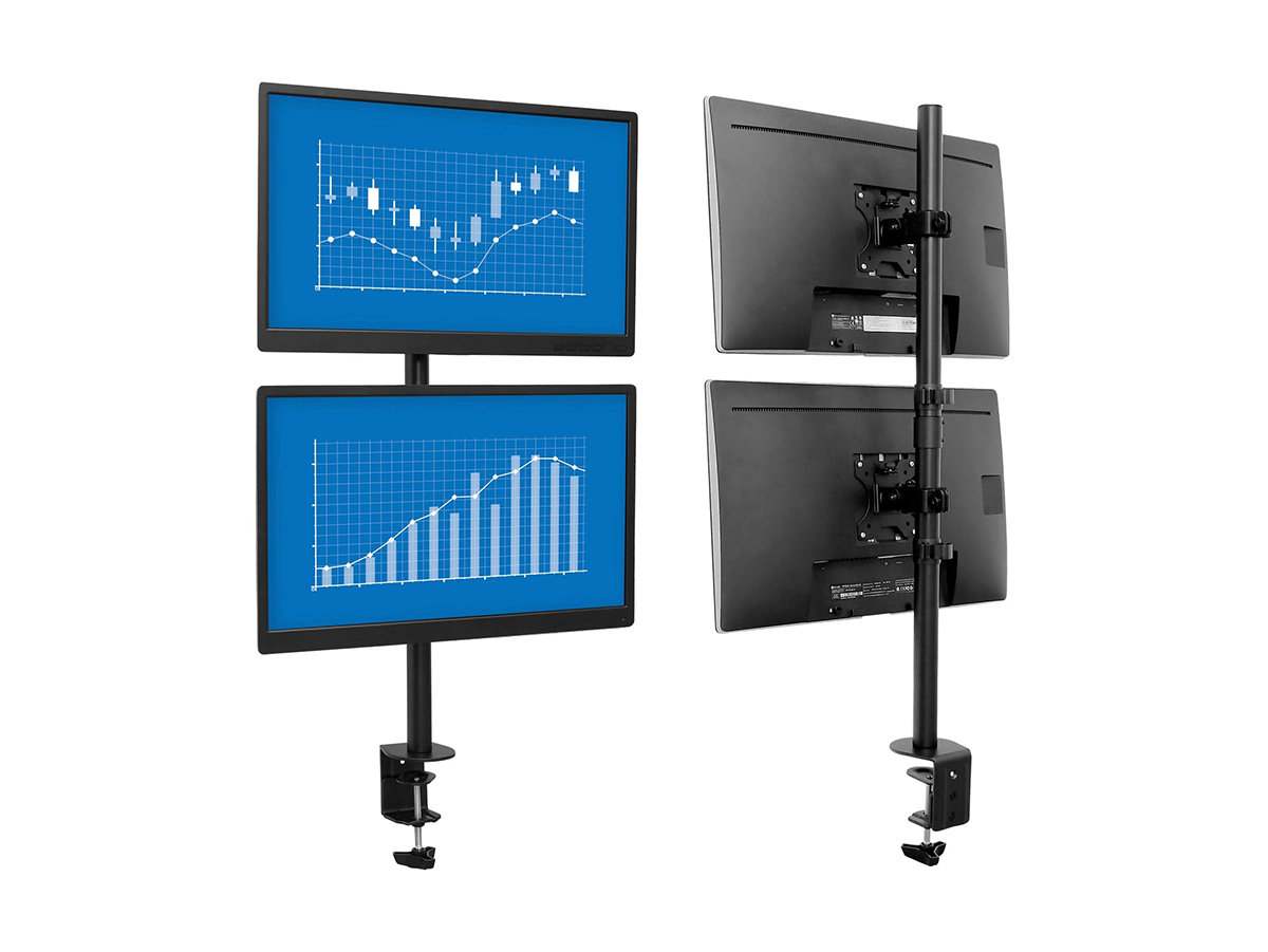Mount-lt! Verical Dual Monitor Desk Mount | Fits 17"-32" Screens