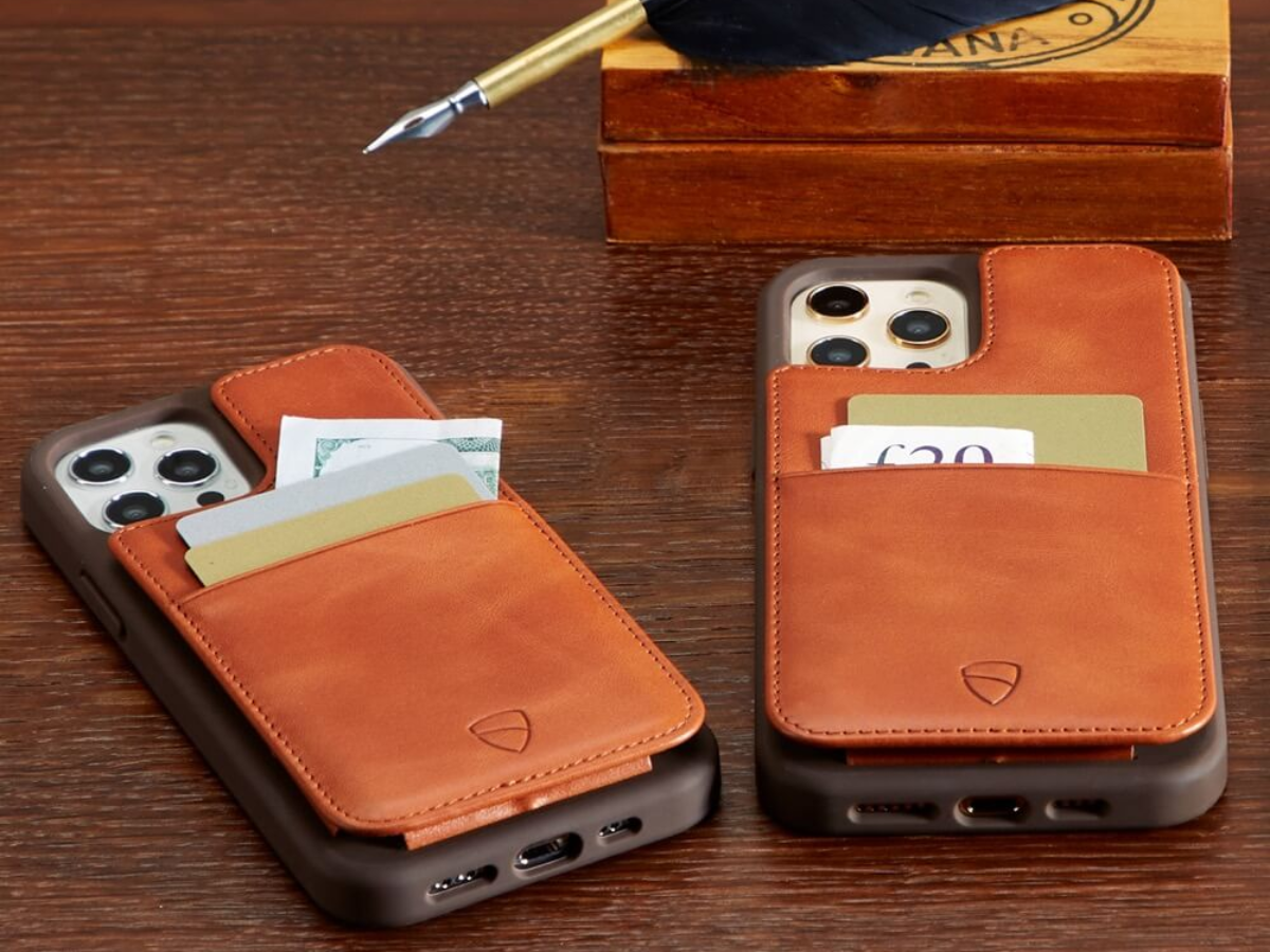Vaultskin Eton iPhone 13 Pro Leather Wallet Case. Slim Card Holder