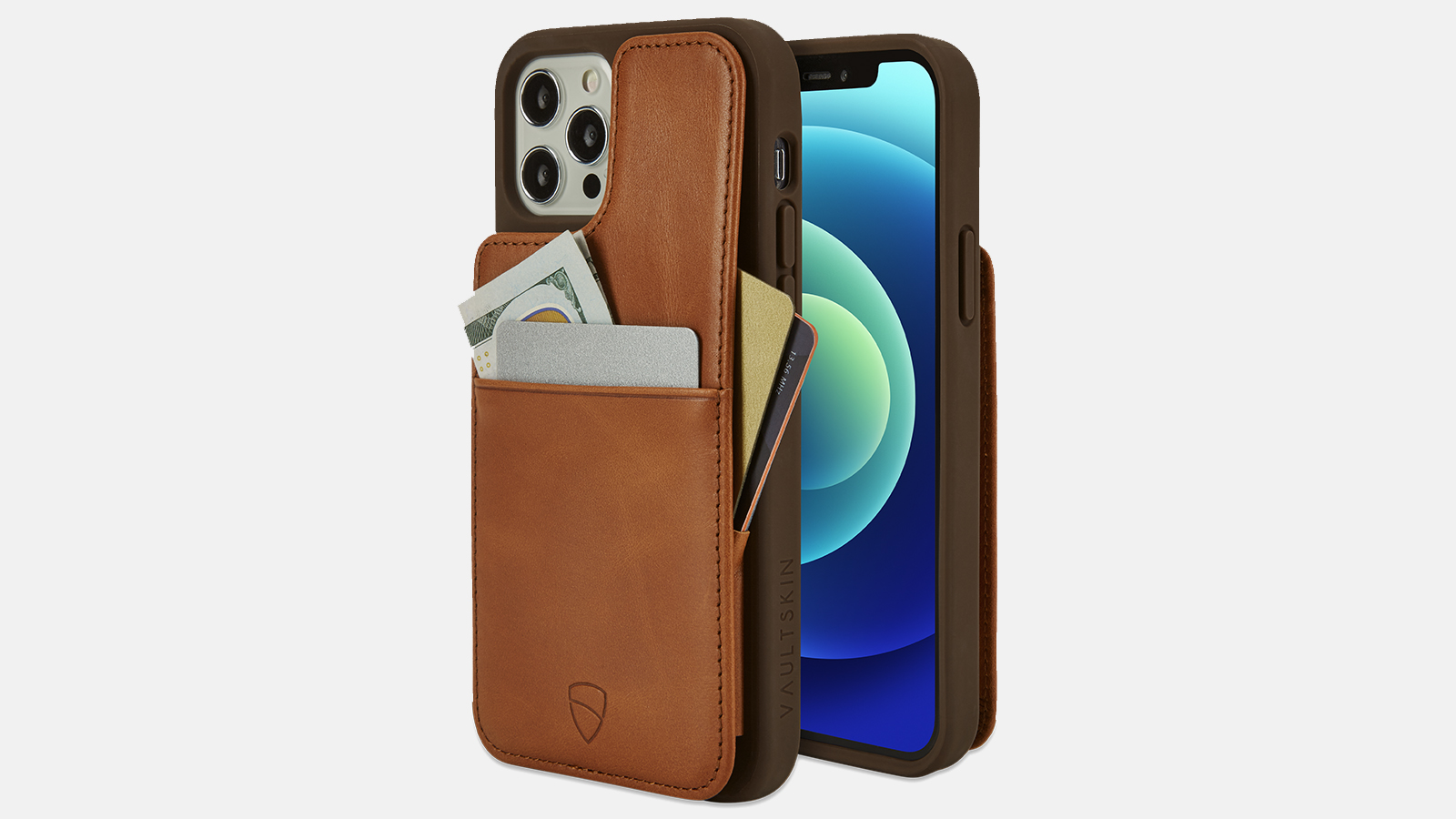 Vaultskin Eton iPhone 13 Pro Leather Wallet Case. Slim Card Holder