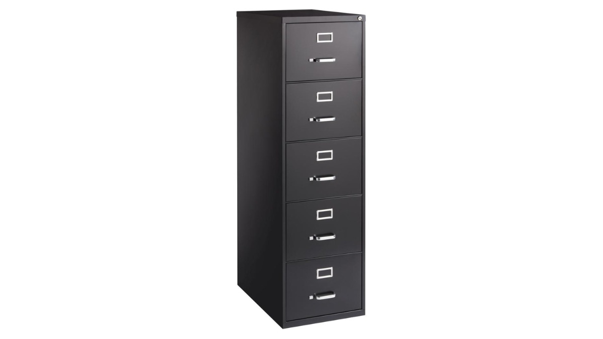 File Cabinet - 5-Drawer, 18" x 26.5" x 61" Security Lock, Heavy Duty