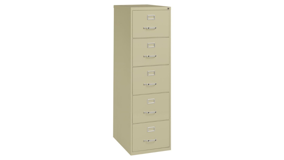 File Cabinet - 5-Drawer, 18" x 26.5" x 61" Security Lock, Heavy Duty